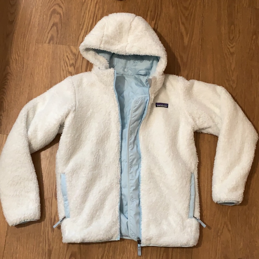Patagonia Girls' Reversible Dream Song Hoody, Hawthorne Blue (HABL), XL (14)